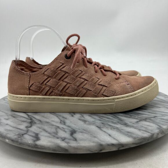 Toms Lenox Bloom Basketweave Sneaker Womens 8.5 Pink Leather Lace Up Trainers - Picture 2 of 11